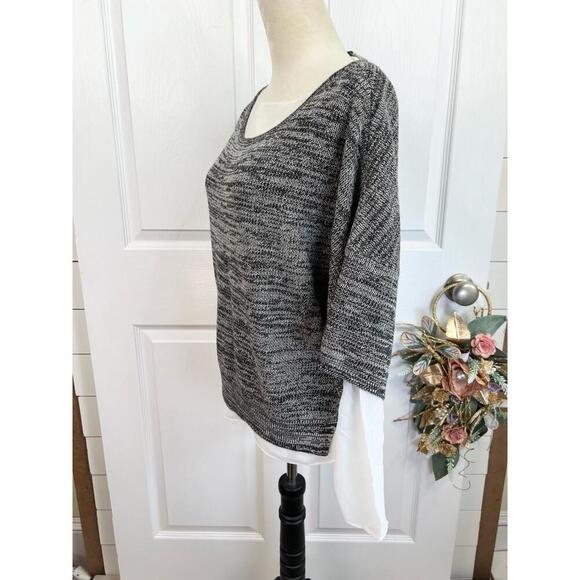 CHELSEA & THEODORE Womens Sweater Size L Grey Marl Layered Scoop Neck - Picture 5 of 10